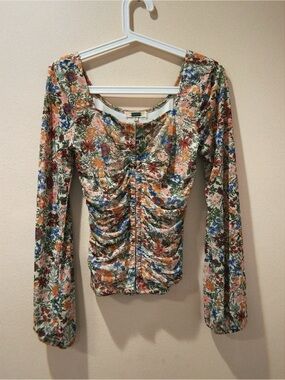 gimmicks by BKE Floral Ruched Long-Sleeve FloralTop